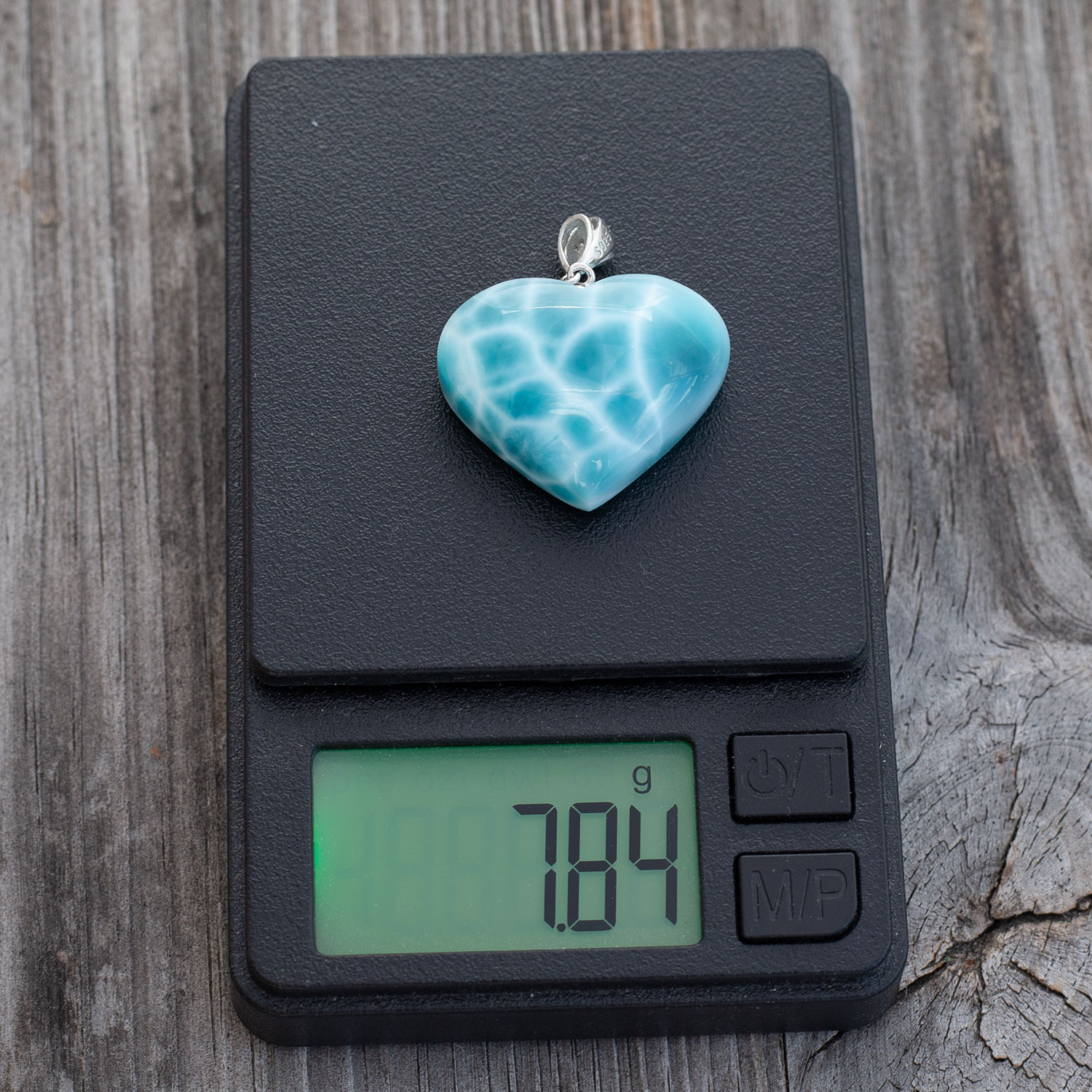 Larimar Anhänger 24x20x10mm Herz tiefblau AAA+ matrixfrei turtle pattern
