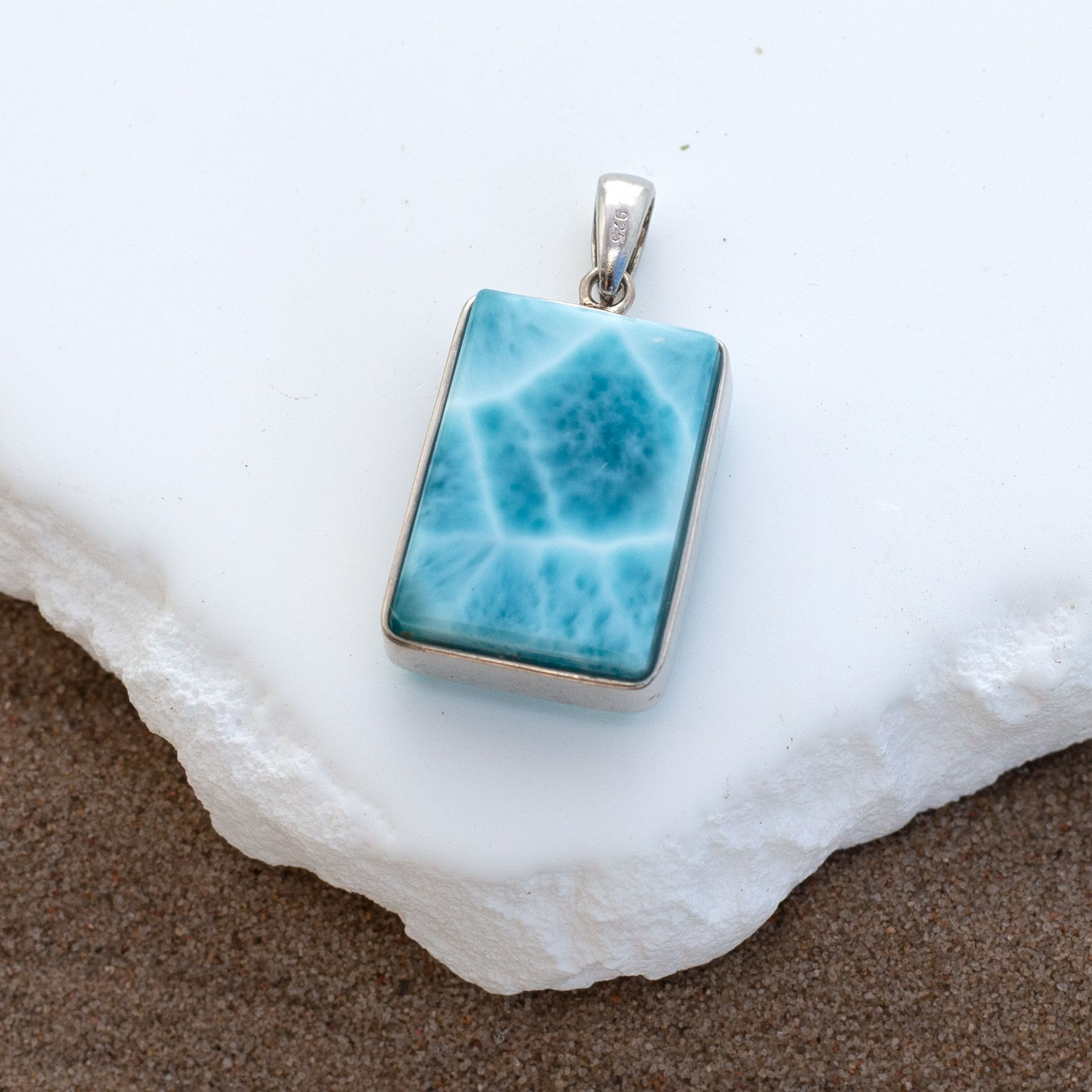 Larimar Anhänger 22x15x8mm rechteckig AAA+ turtle pattern