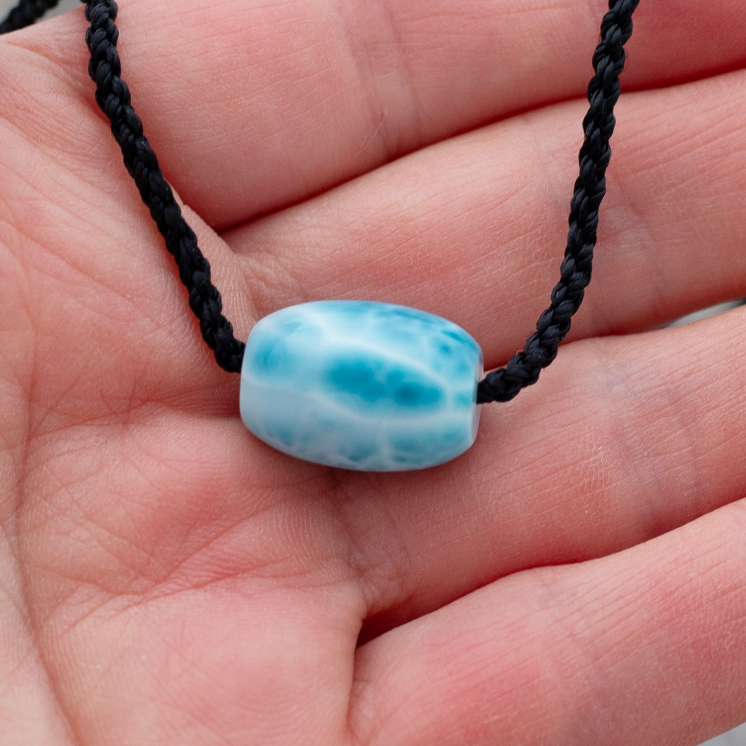 Larimar Barrel Bead 17x12mm Anhänger AAA matrixfrei Fassperle