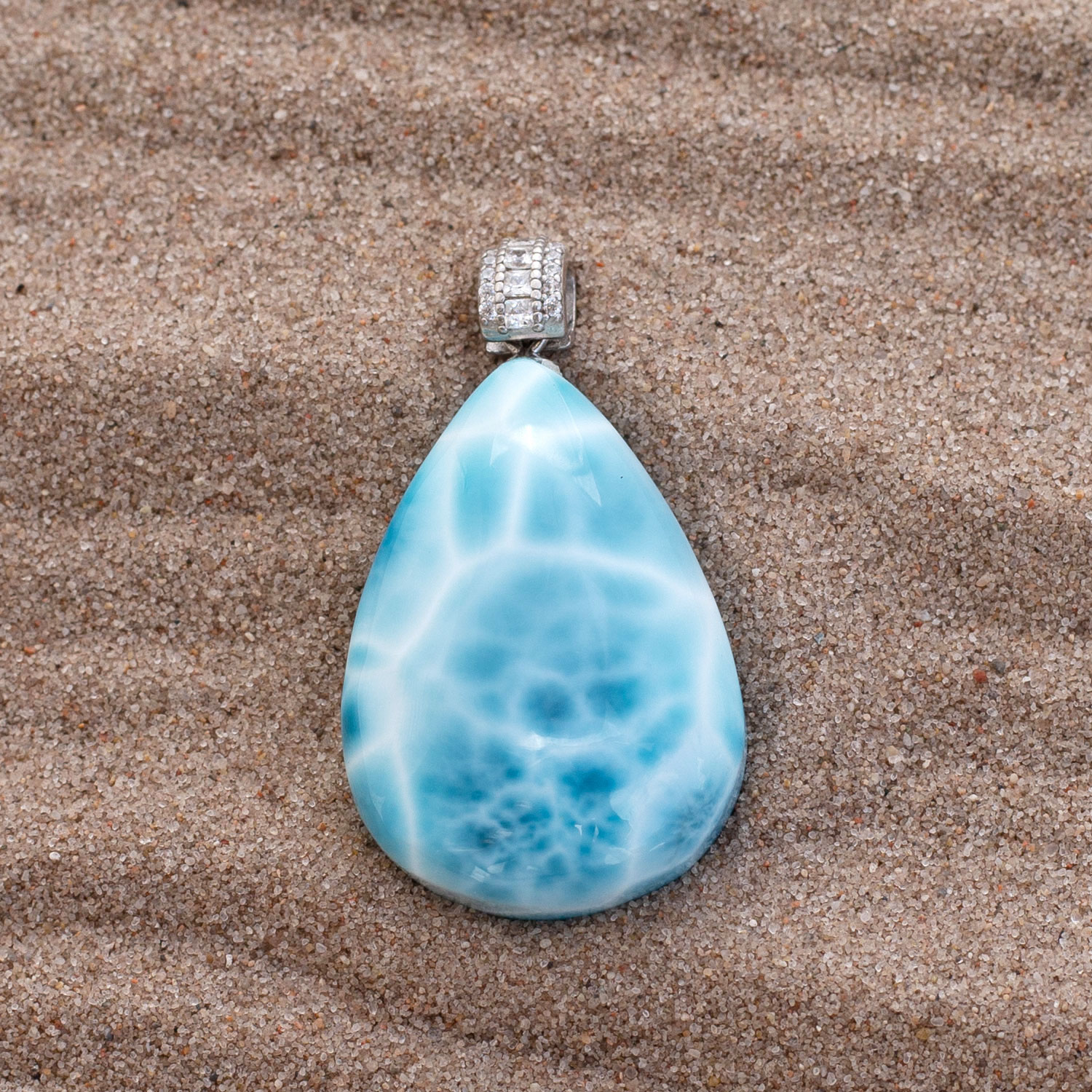 Larimar Anhänger 30x20x10m Tropfen AAA1 matrixfrei turtle pattern