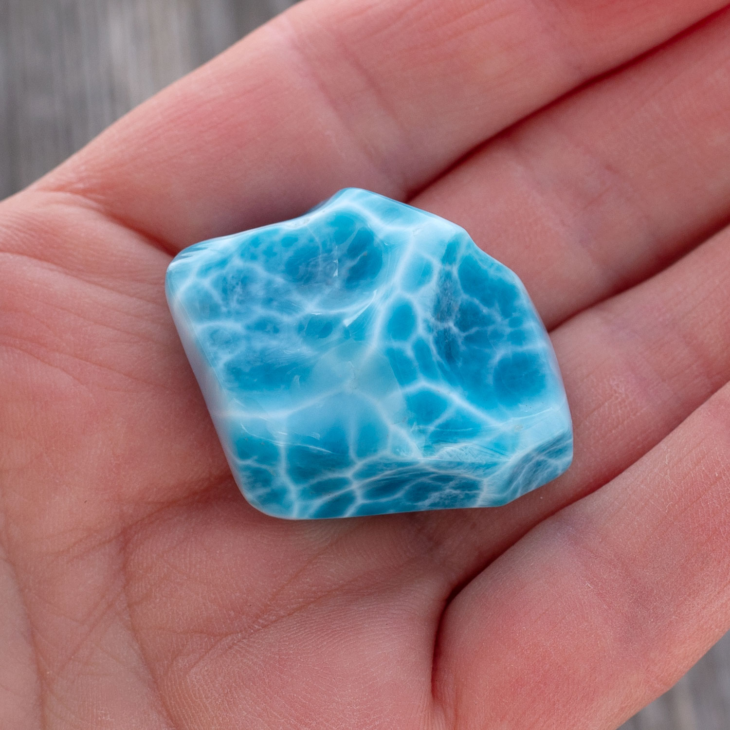 Larimar Freiform ca. 35x27x17mm AAA1 matrixfrei tiefblau Sammlerstück