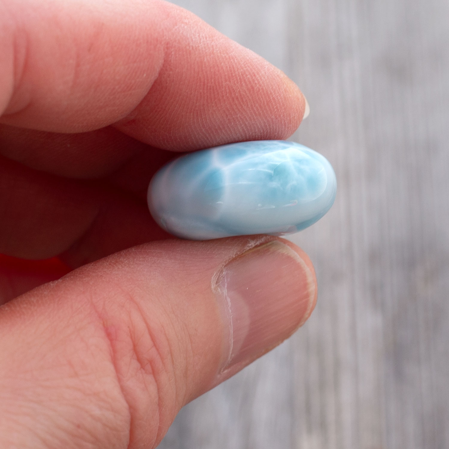 Larimar Donut 22x10mm turtle pattern AAA+ matrixfrei