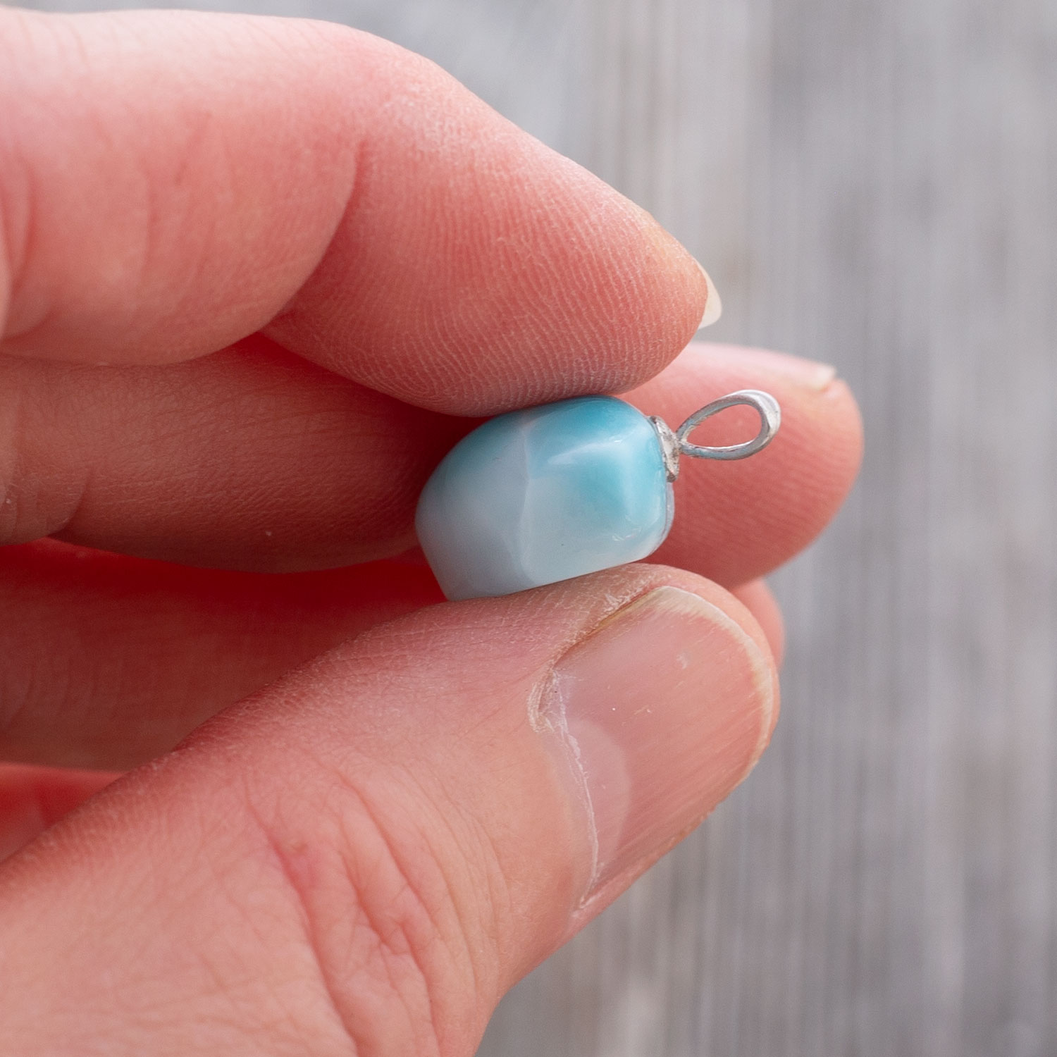 Larimar Anhänger XS 13,5x12,5x8mm Herz tiefblau AAA1 matrixfrei turtle pattern