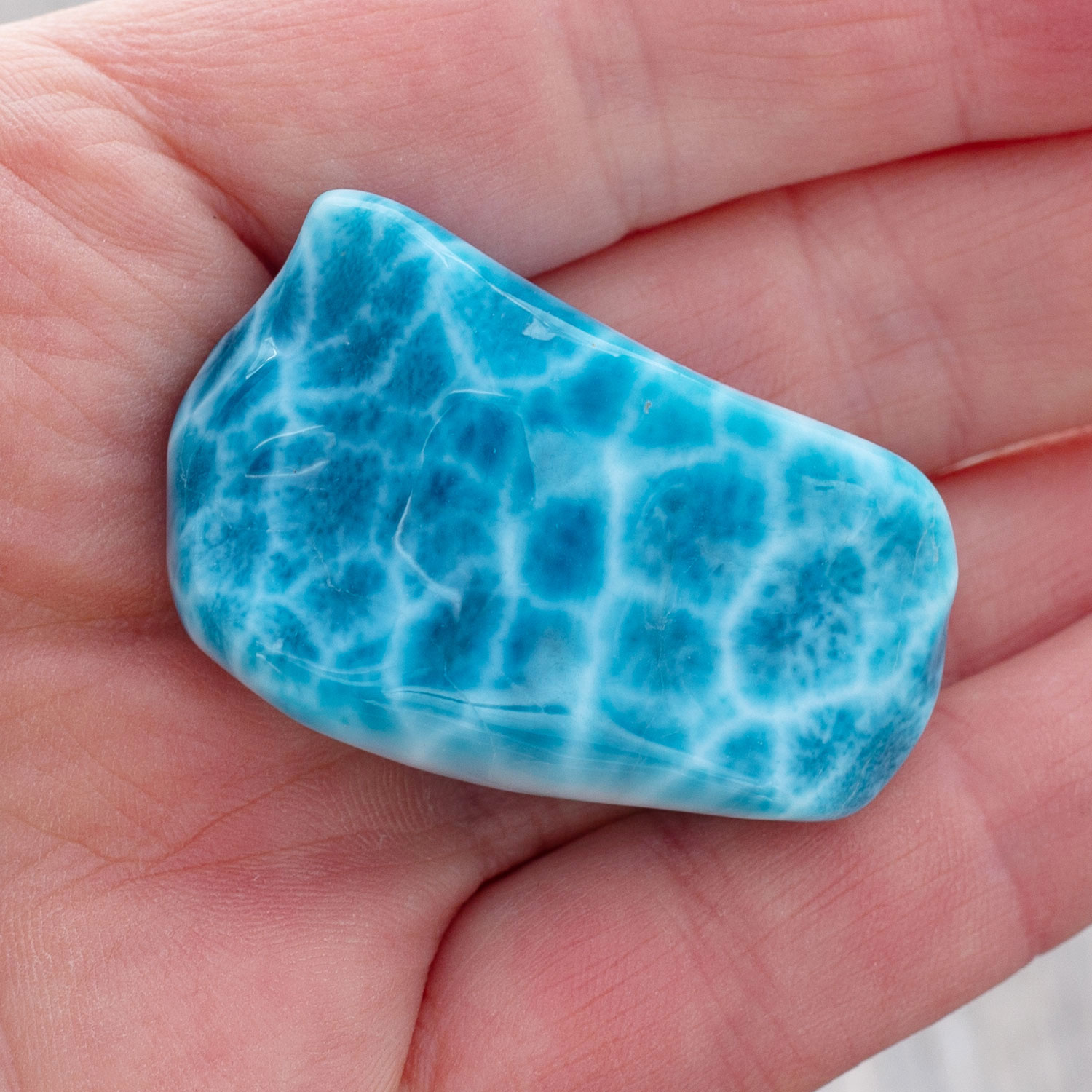 Larimar Freiform ca. 40x25x15mm AAA1 oceanblau matrixfrei Sammlerstück