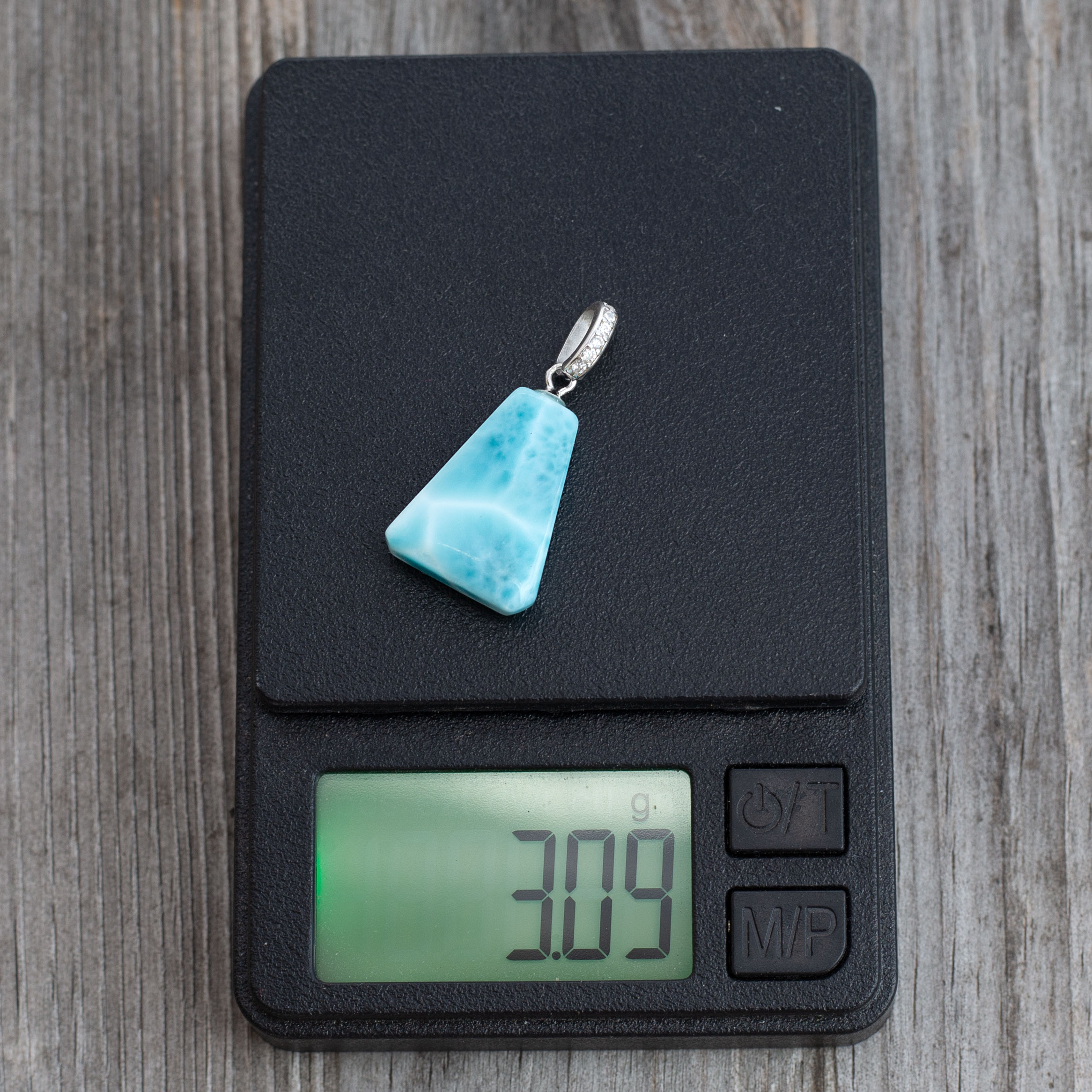 Larimar Anhänger 18x12x6mm trapezförmig AAA beidseitig tragbar matrixfrei turtle pattern