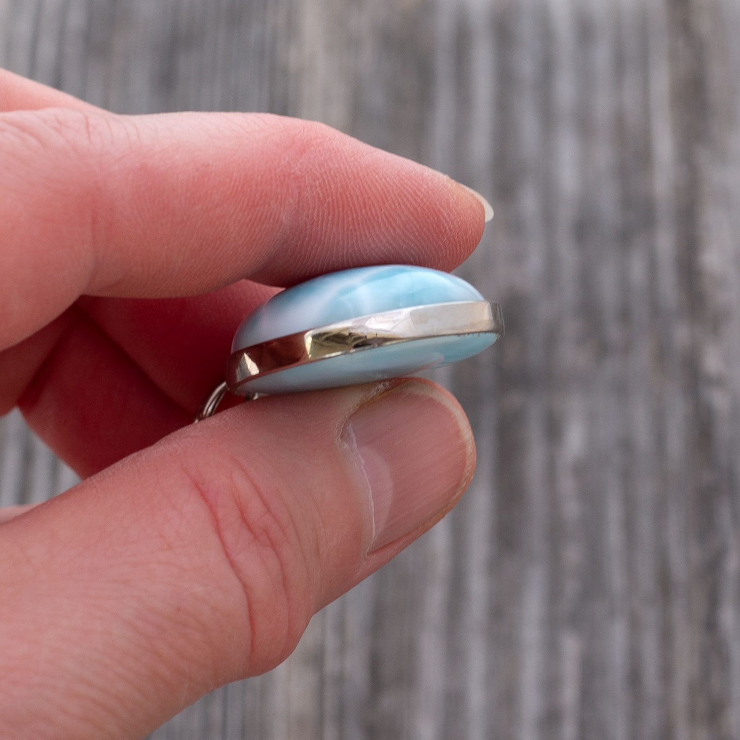 Larimar Anhänger 29x23x9mm Tropfen oceanblau AAA+ matrixfrei turtle pattern