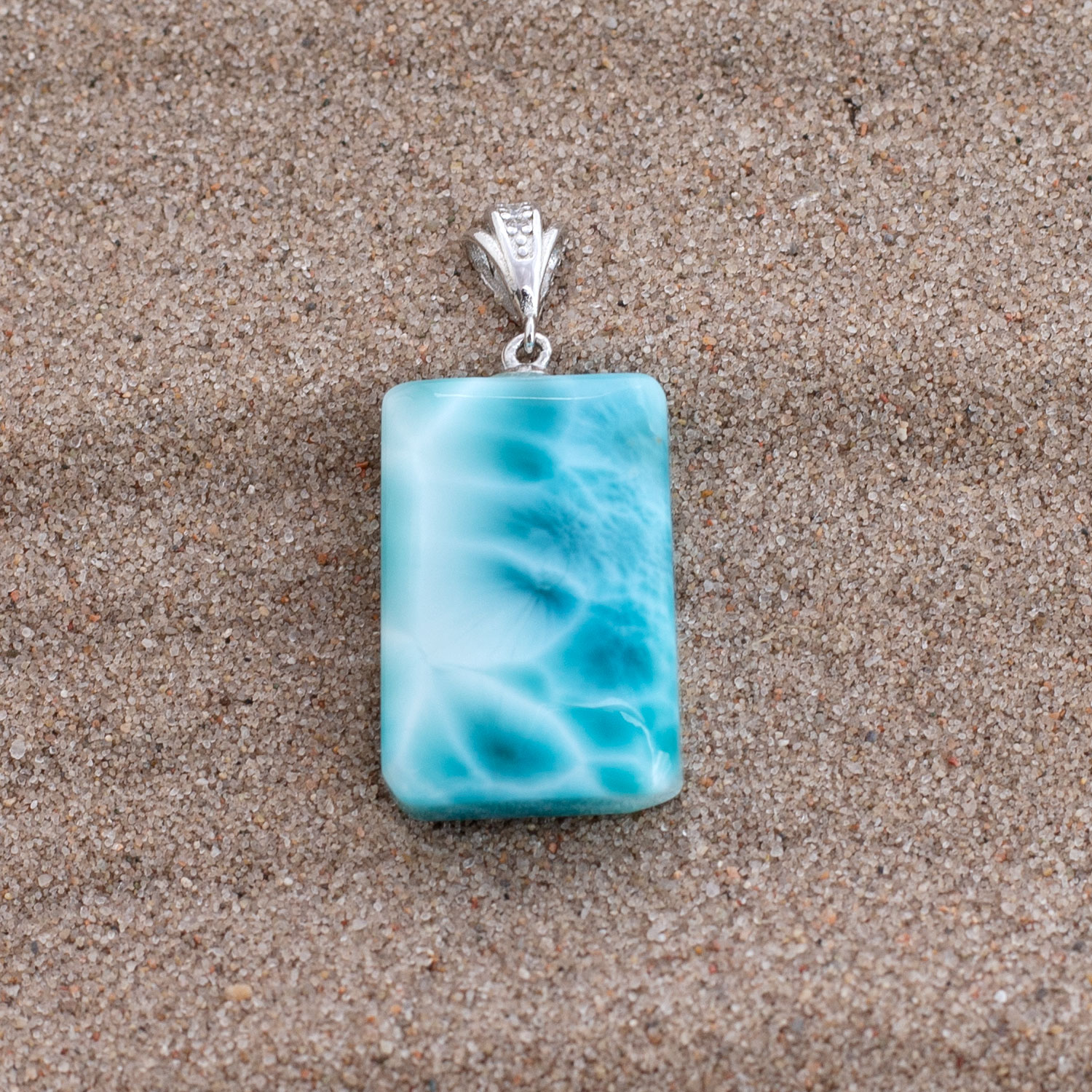 Larimar Anhänger 20x14x7mm rechteckig AAA+ matrixfrei