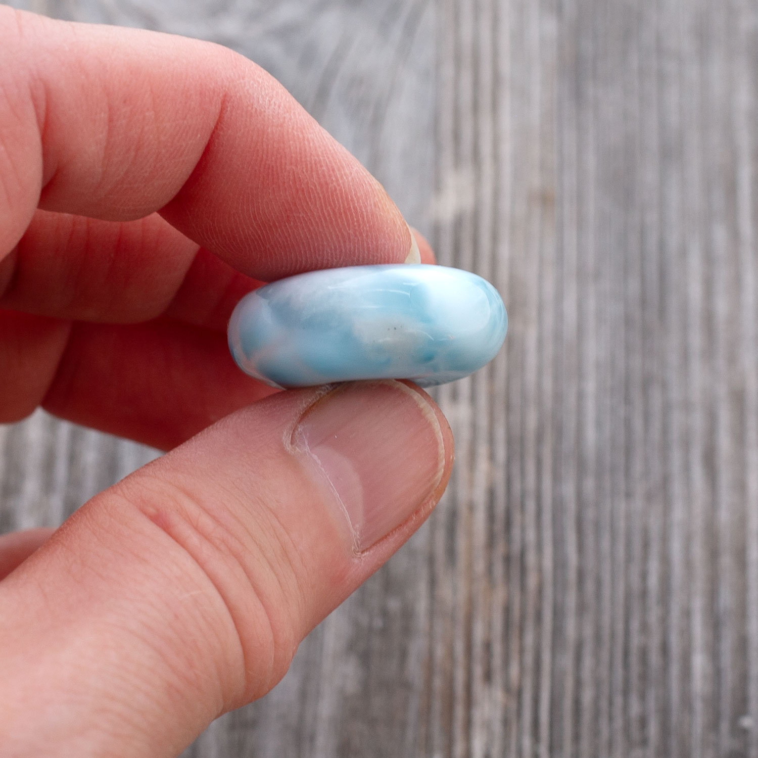 Larimar Donut 24x9,5mm turtle pattern AAA+ matrixfrei beidseitig tragbar