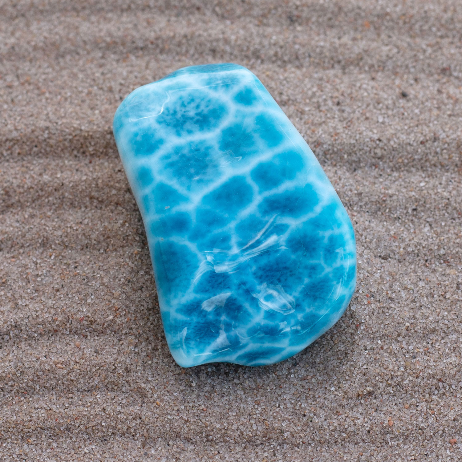 Larimar Freiform ca. 40x25x15mm AAA1 oceanblau matrixfrei Sammlerstück