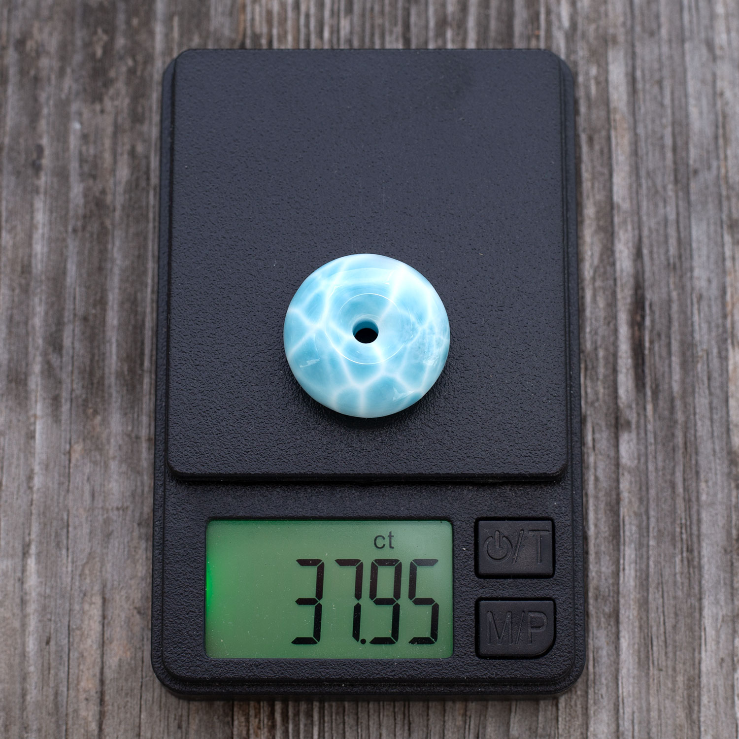 Larimar Donut 22x10mm turtle pattern AAA+ matrixfrei