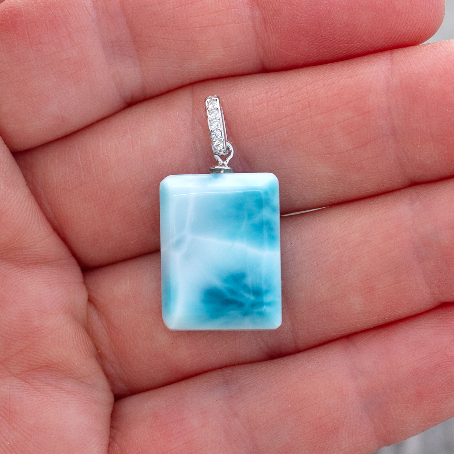Larimar Anhänger 18x14x6,5mm rechteckig AAA matrixfrei turtle pattern