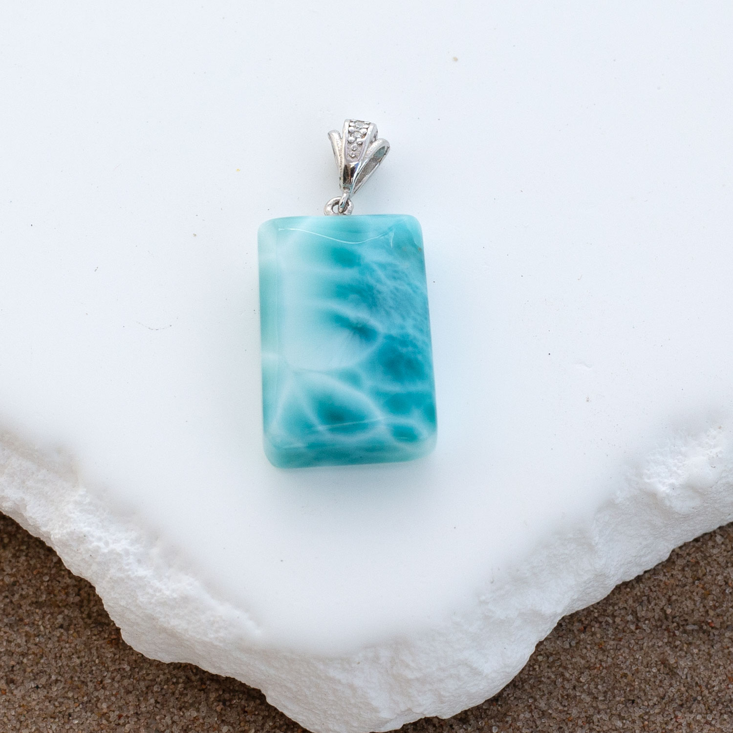 Larimar Anhänger 20x14x7mm rechteckig AAA+ matrixfrei