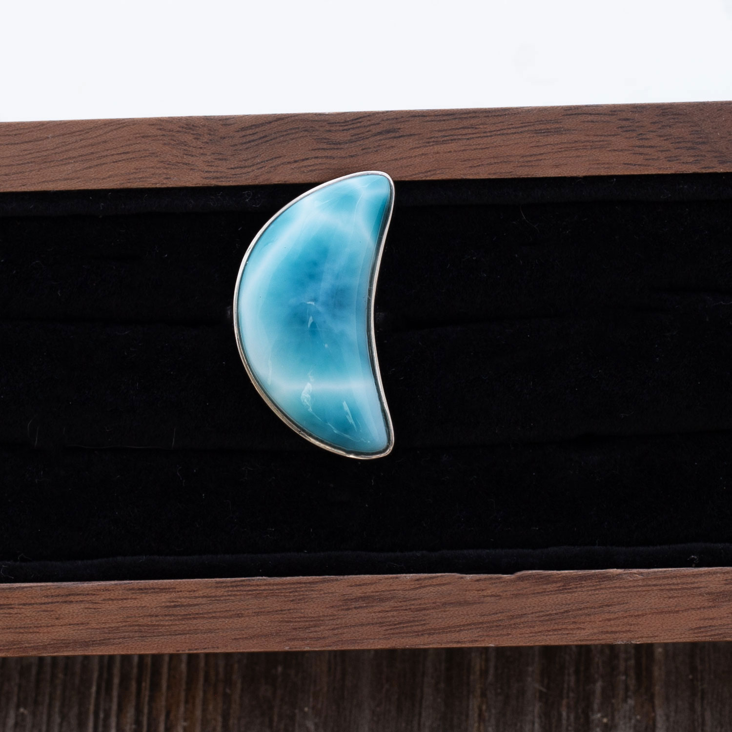 Larimar Ring Mond 27x13x7mm AAA+ / verstellbar / 925 Sterling Silber  Kopie