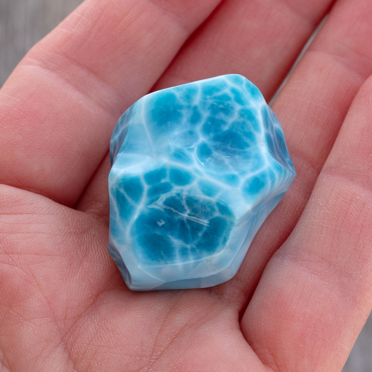 Larimar Freiform ca. 35x27x17mm AAA1 matrixfrei tiefblau Sammlerstück