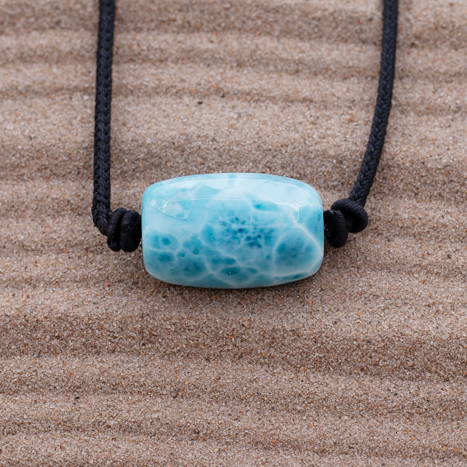 Larimar Barrel Bead 27x17mm Anhänger AAA matrixfrei Fassperle
