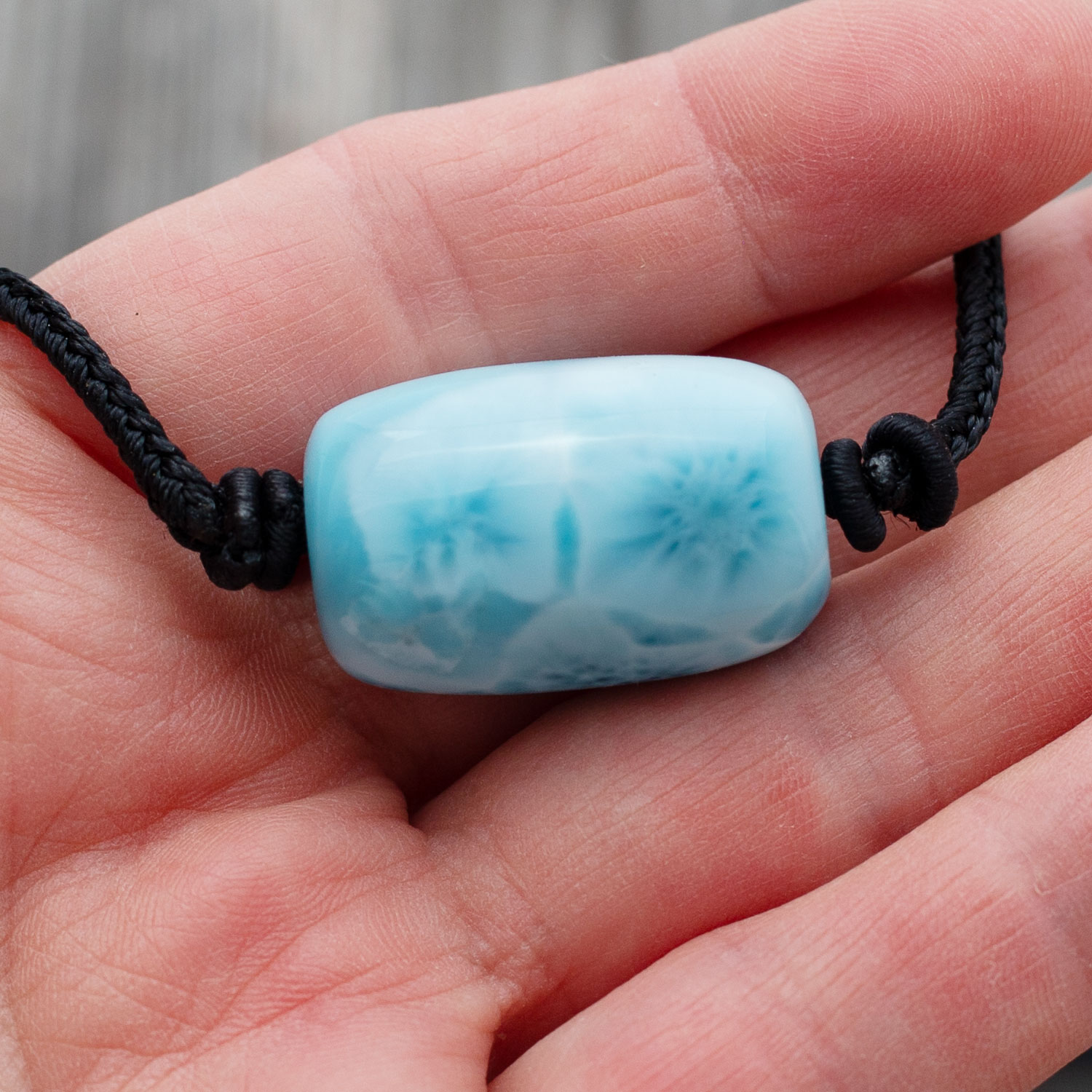 Larimar Barrel Bead 27x17mm Anhänger AAA matrixfrei Fassperle
