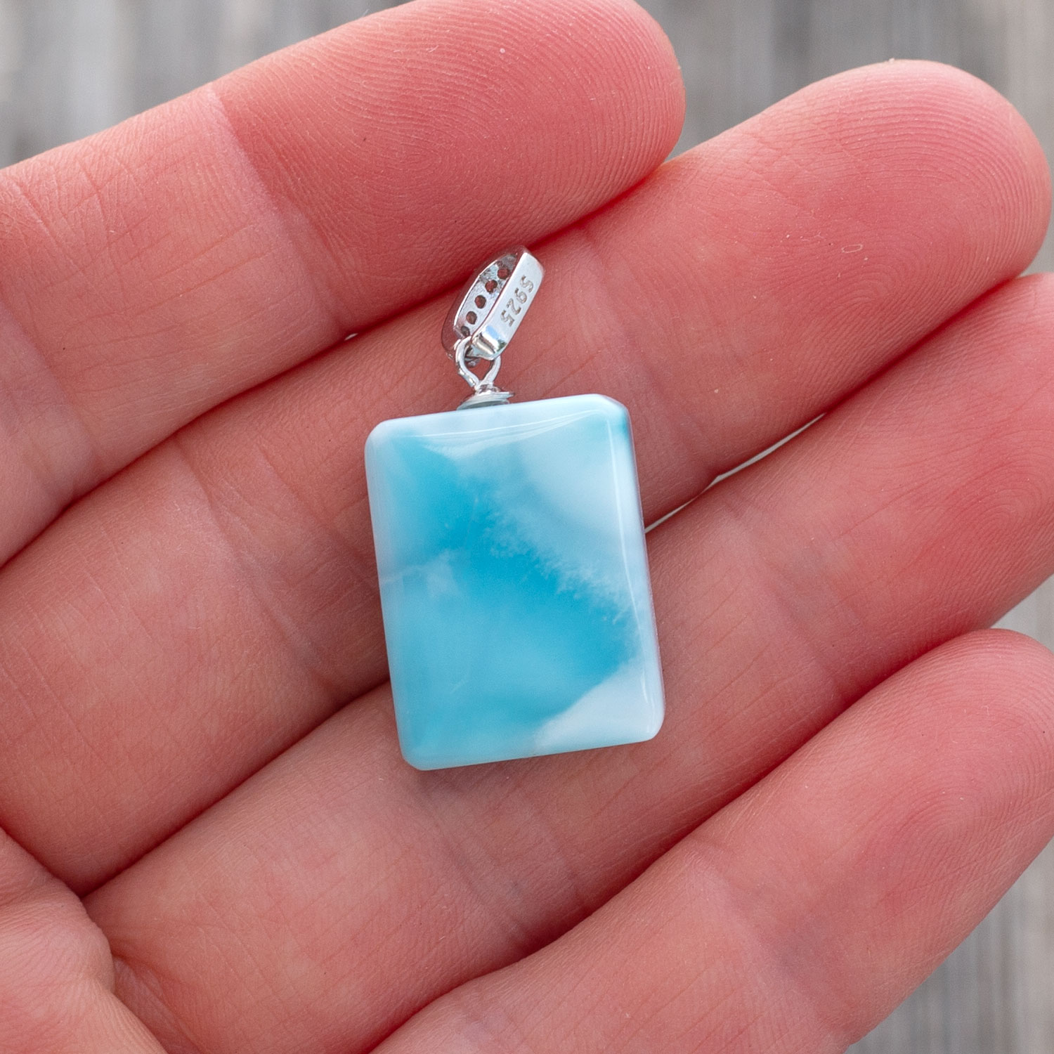 Larimar Anhänger 18x14x6,5mm rechteckig AAA matrixfrei turtle pattern