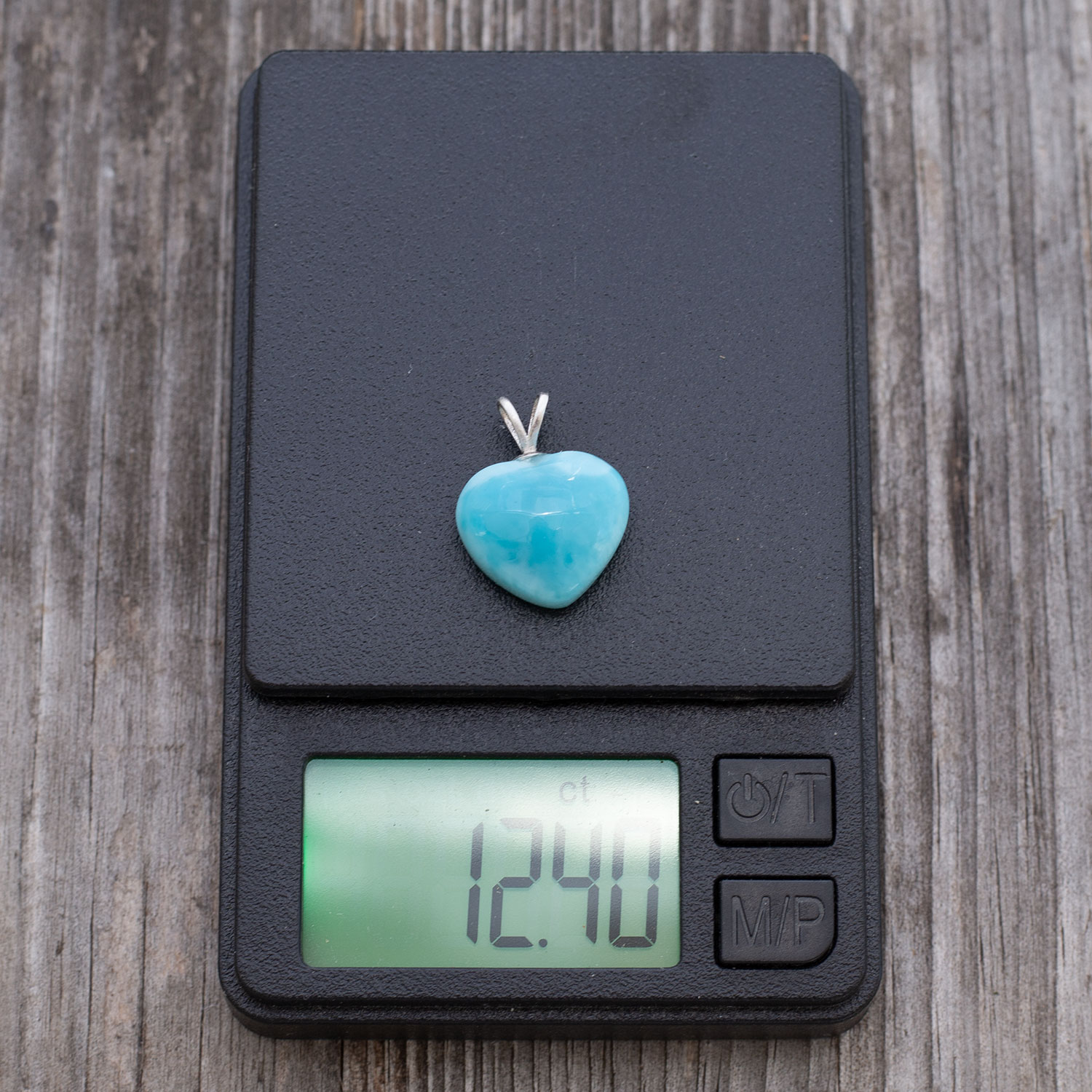 Larimar Anhänger XS 14x13x7mm Herz oceanblau AAA+ matrixfrei