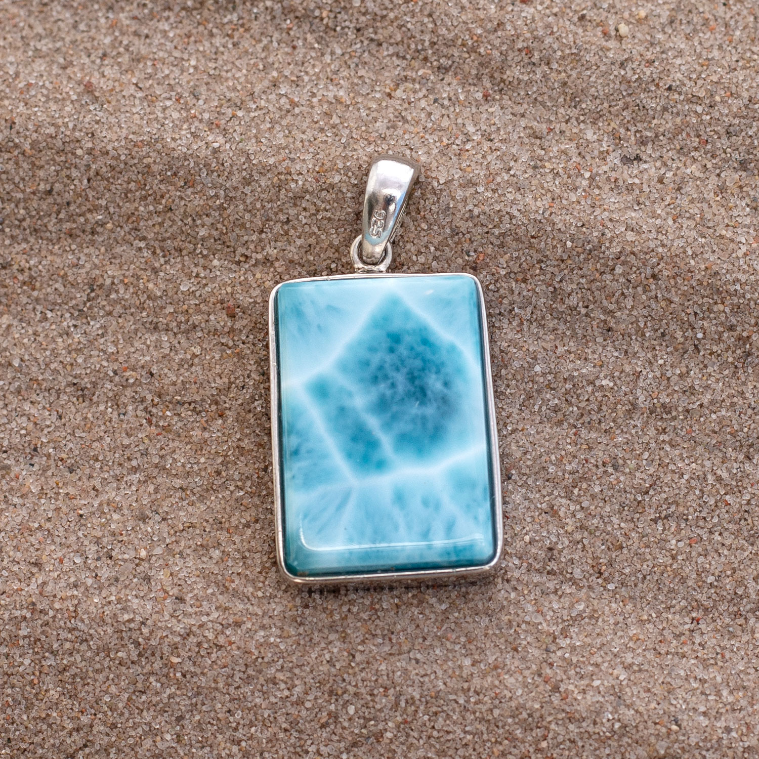 Larimar Anhänger 22x15x8mm rechteckig AAA+ turtle pattern