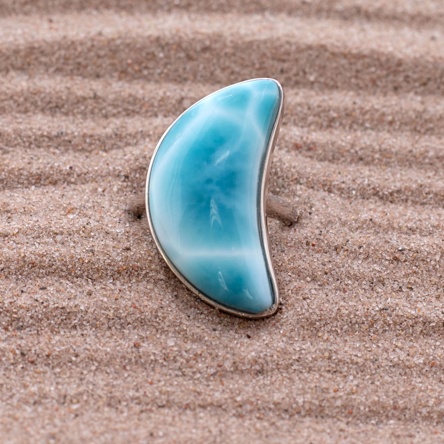 Larimar Ring Mond 27x13x7mm AAA+ / verstellbar / 925 Sterling Silber  Kopie