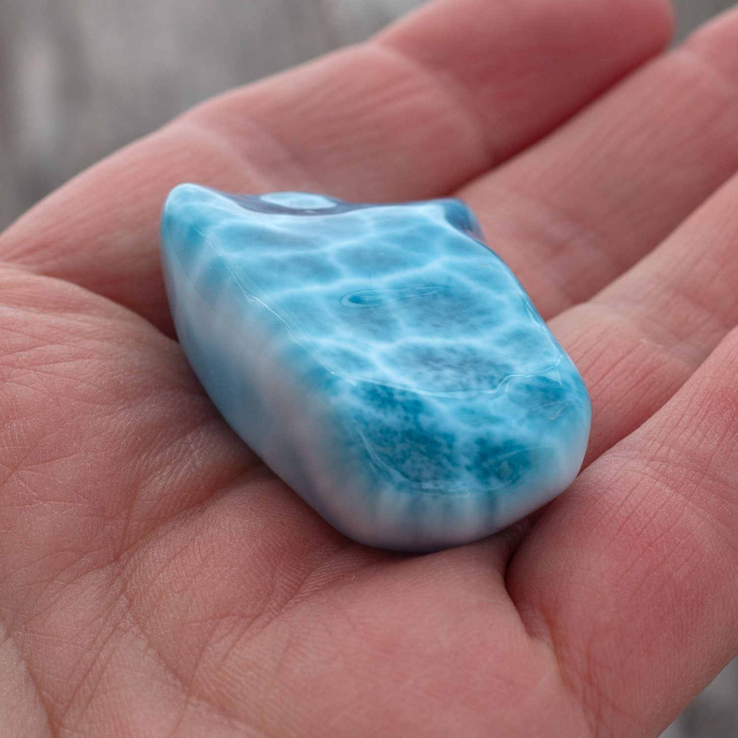 Larimar Freiform ca. 40x25x15mm AAA1 oceanblau matrixfrei Sammlerstück