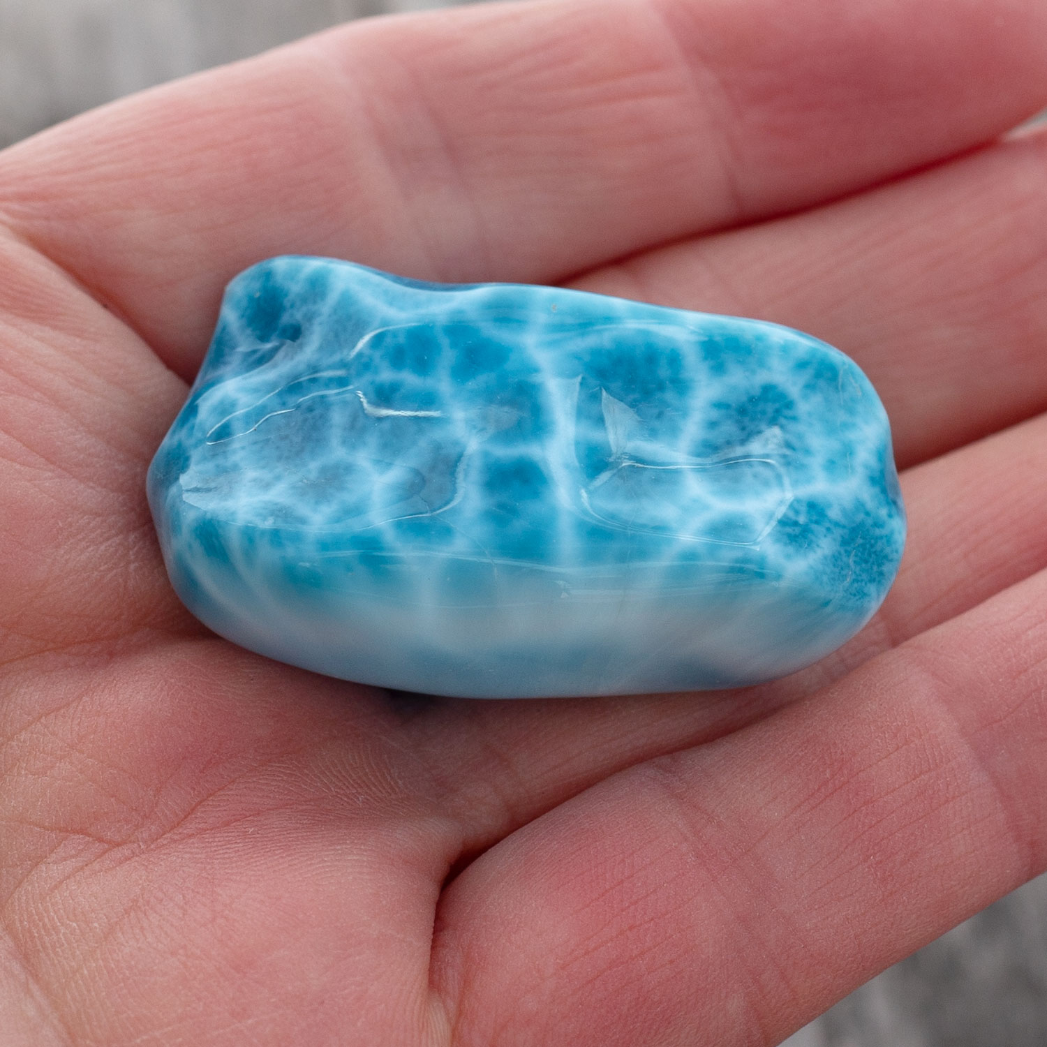 Larimar Freiform ca. 40x25x15mm AAA1 oceanblau matrixfrei Sammlerstück