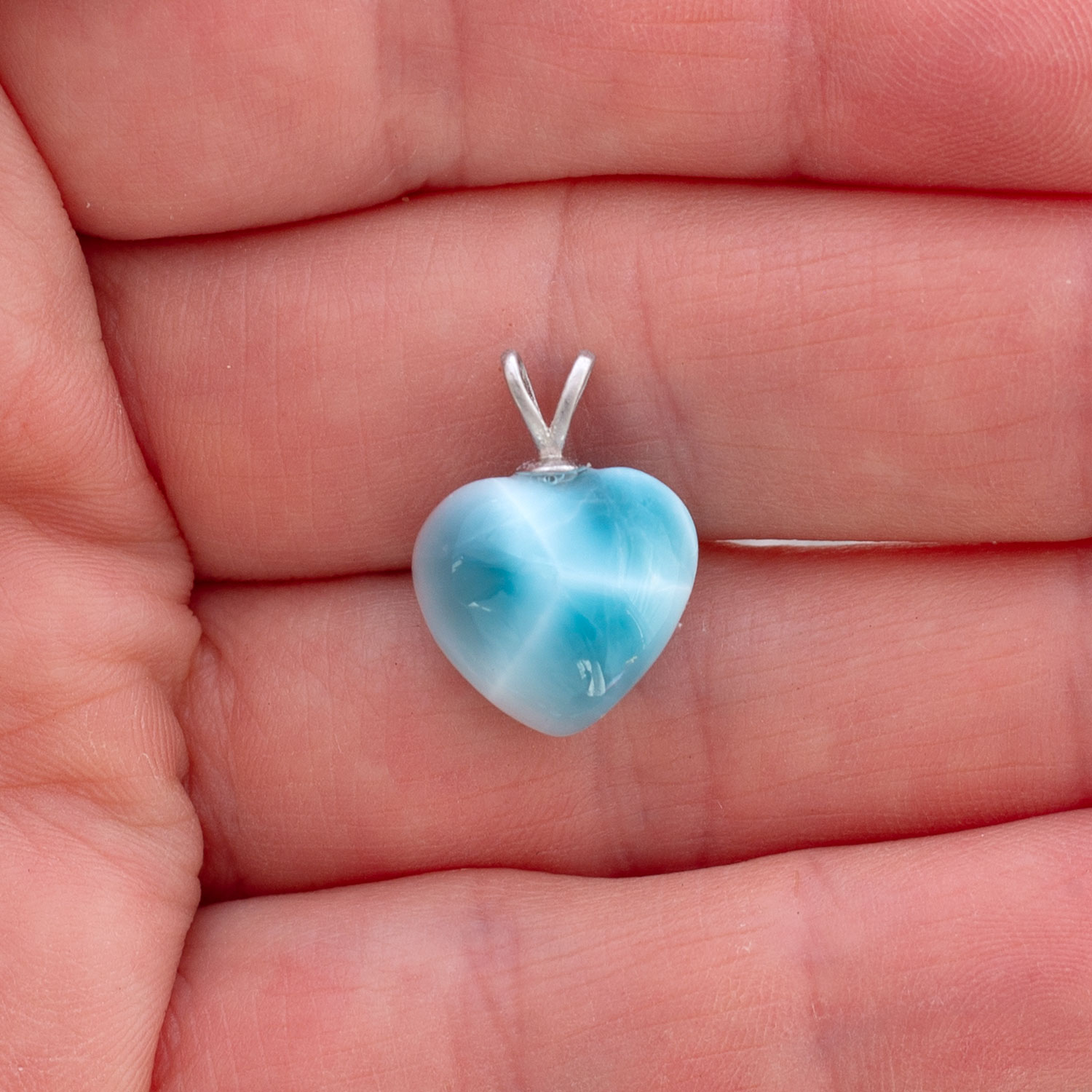 Larimar Anhänger XS 13,5x12,5x8mm Herz tiefblau AAA1 matrixfrei turtle pattern