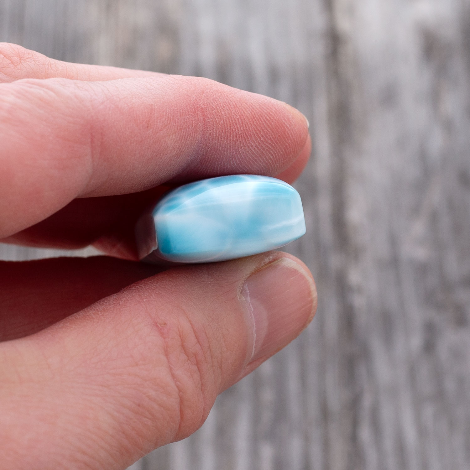 Larimar Cabochon 35x19,5x11mm rechteckig turtle pattern AAA1 matrixfrei Sammlerstück