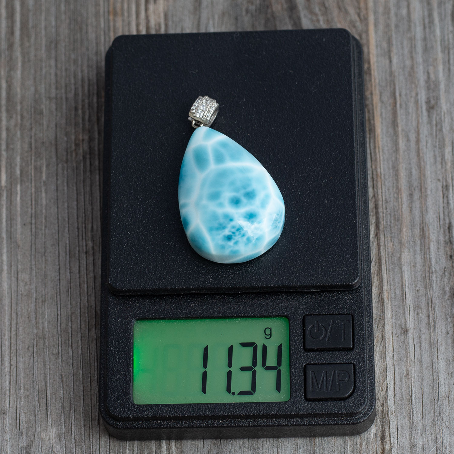 Larimar Anhänger 30x20x10m Tropfen AAA1 matrixfrei turtle pattern