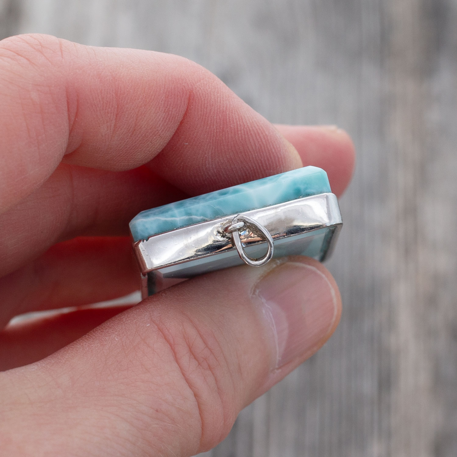 Larimar Anhänger 35x26x9mm rechteckig AAA+ auffallender großer Statement-Anhänger