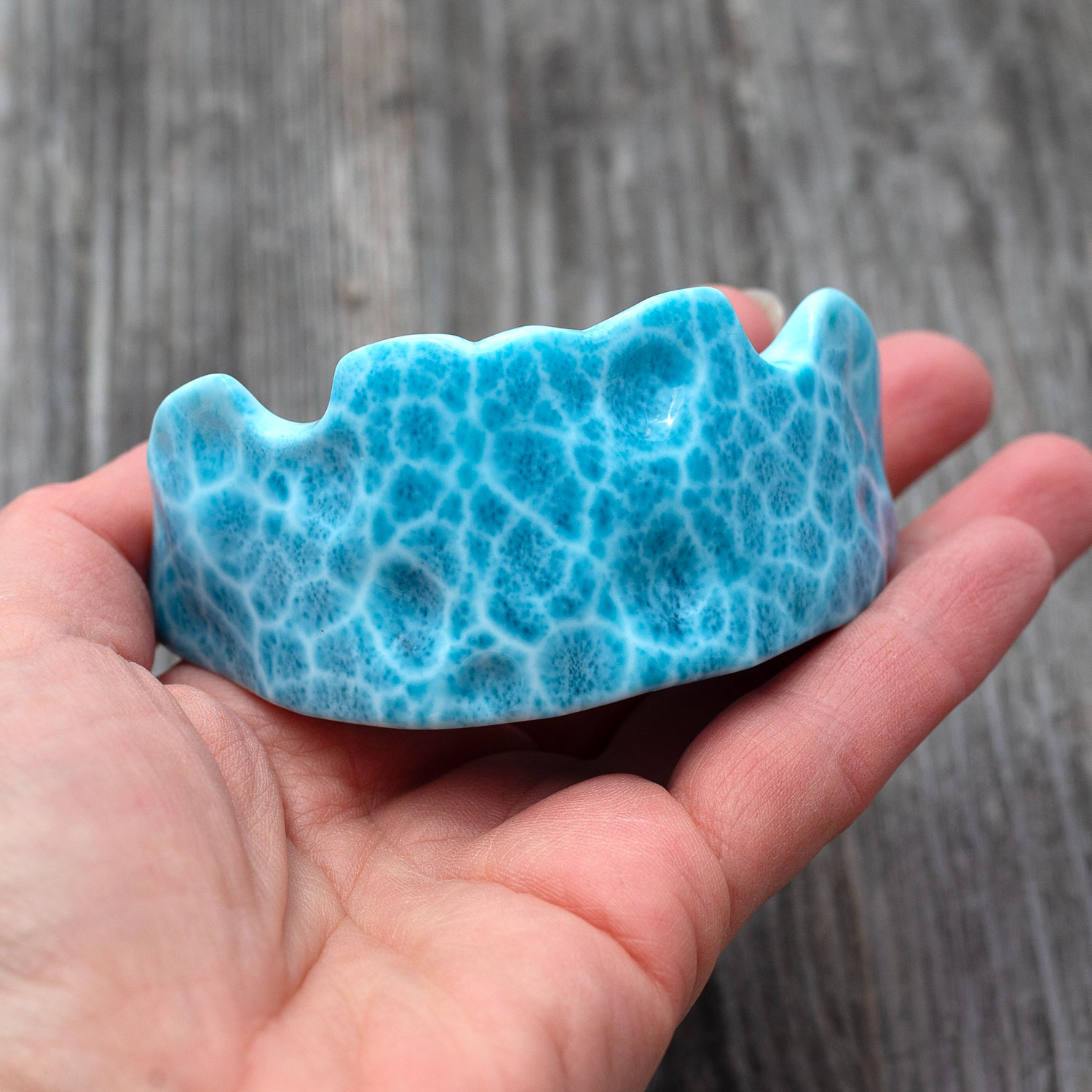 Larimar Freiform Krone ca.79x42x28mm AAA+ matrixfrei turtle pattern Rarität Sammlerstück
