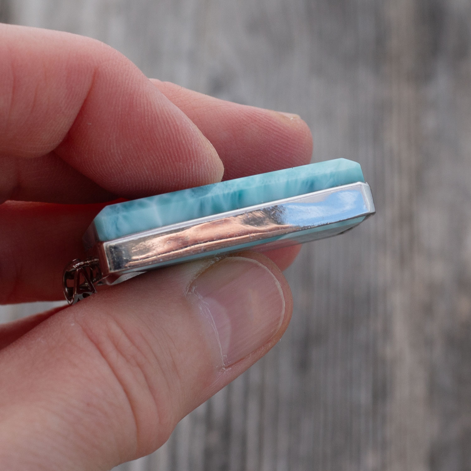 Larimar Anhänger 35x26x9mm rechteckig AAA+ auffallender großer Statement-Anhänger