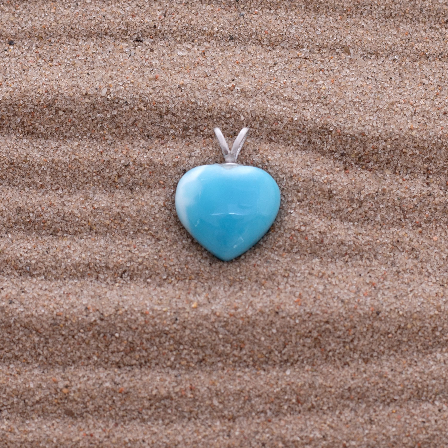 Larimar Anhänger XS 14x13x7,5mm Herz oceanblau AAA+ matrixfrei