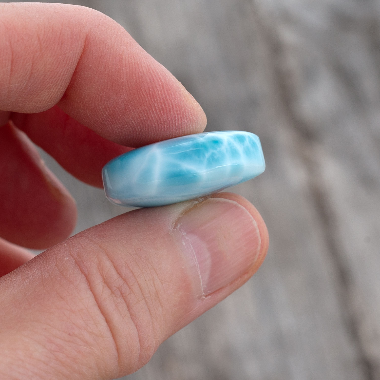 Larimar Anhänger 27x23x9mm Tropfen beidseitig AAA matrixfrei