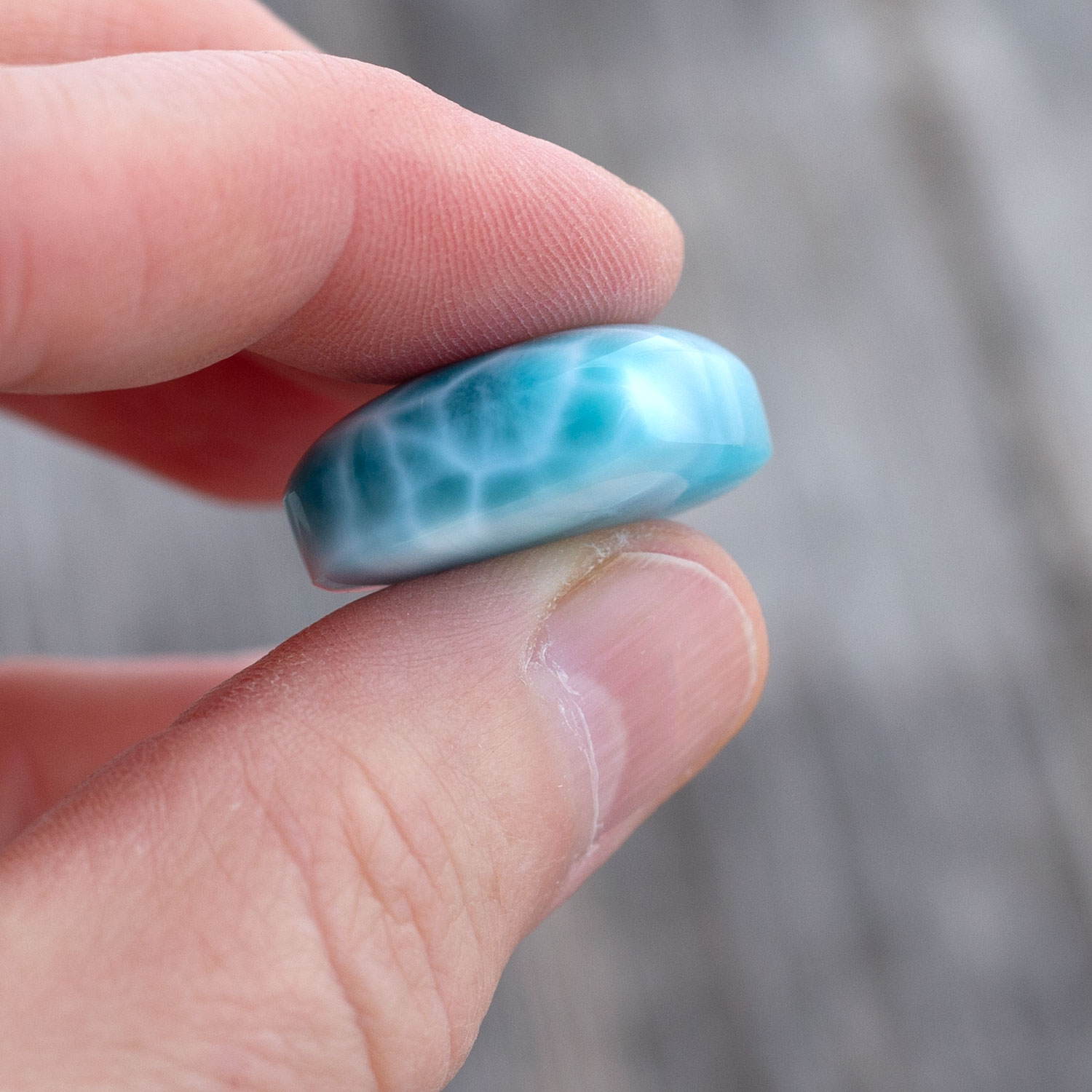 Larimar Anhänger 24x20x10mm Herz tiefblau AAA+ matrixfrei turtle pattern