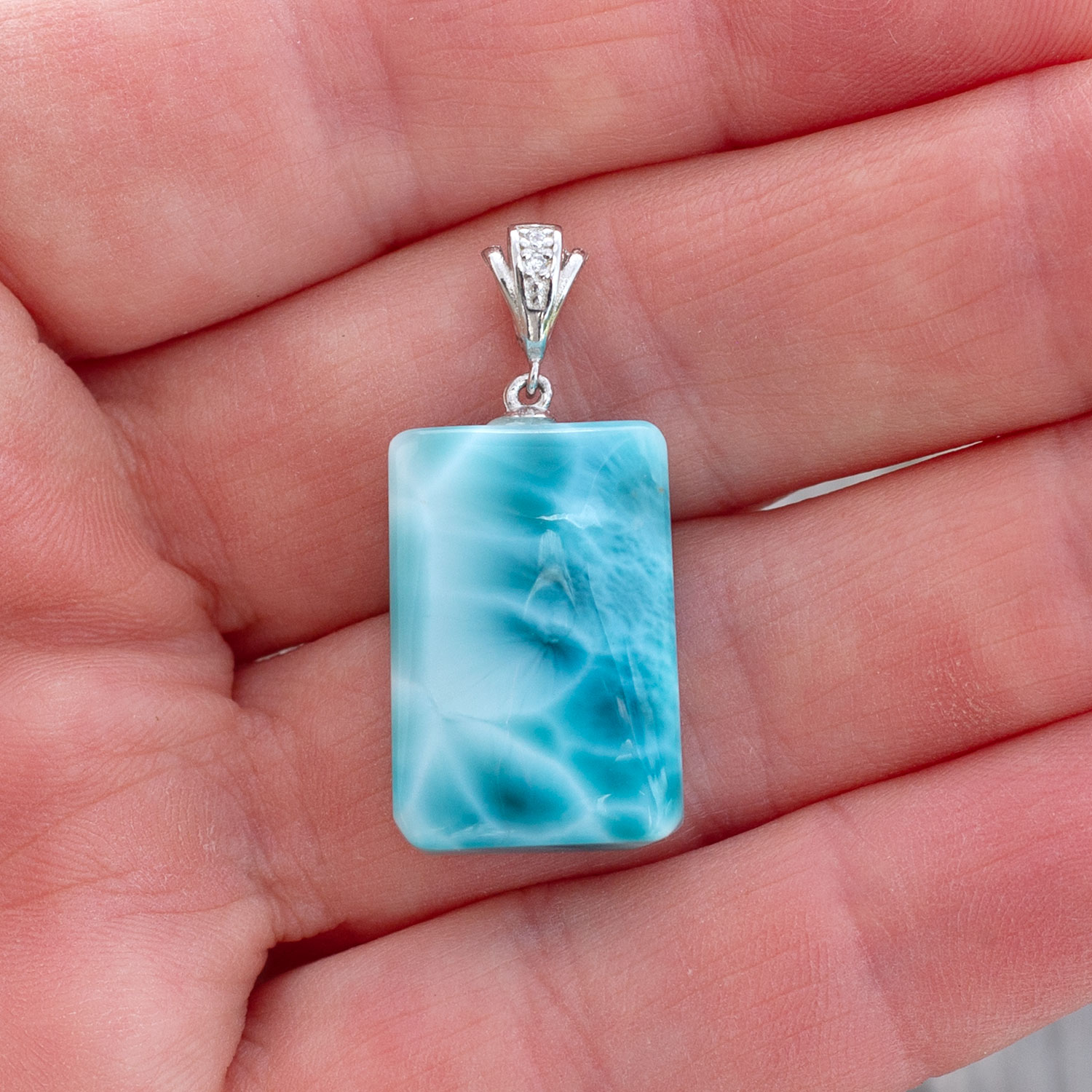 Larimar Anhänger 20x14x7mm rechteckig AAA+ matrixfrei