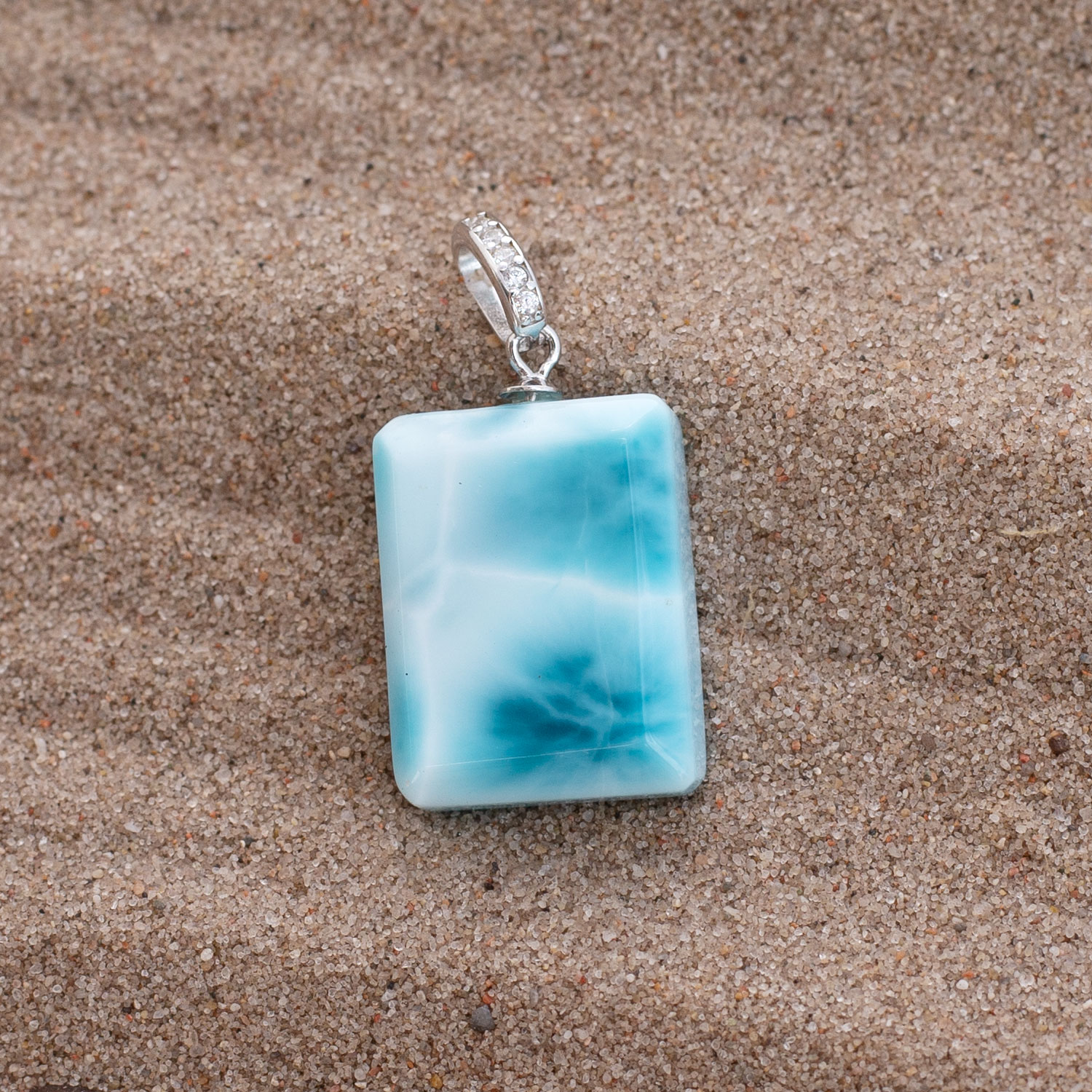 Larimar Anhänger 18x14x6,5mm rechteckig AAA matrixfrei turtle pattern