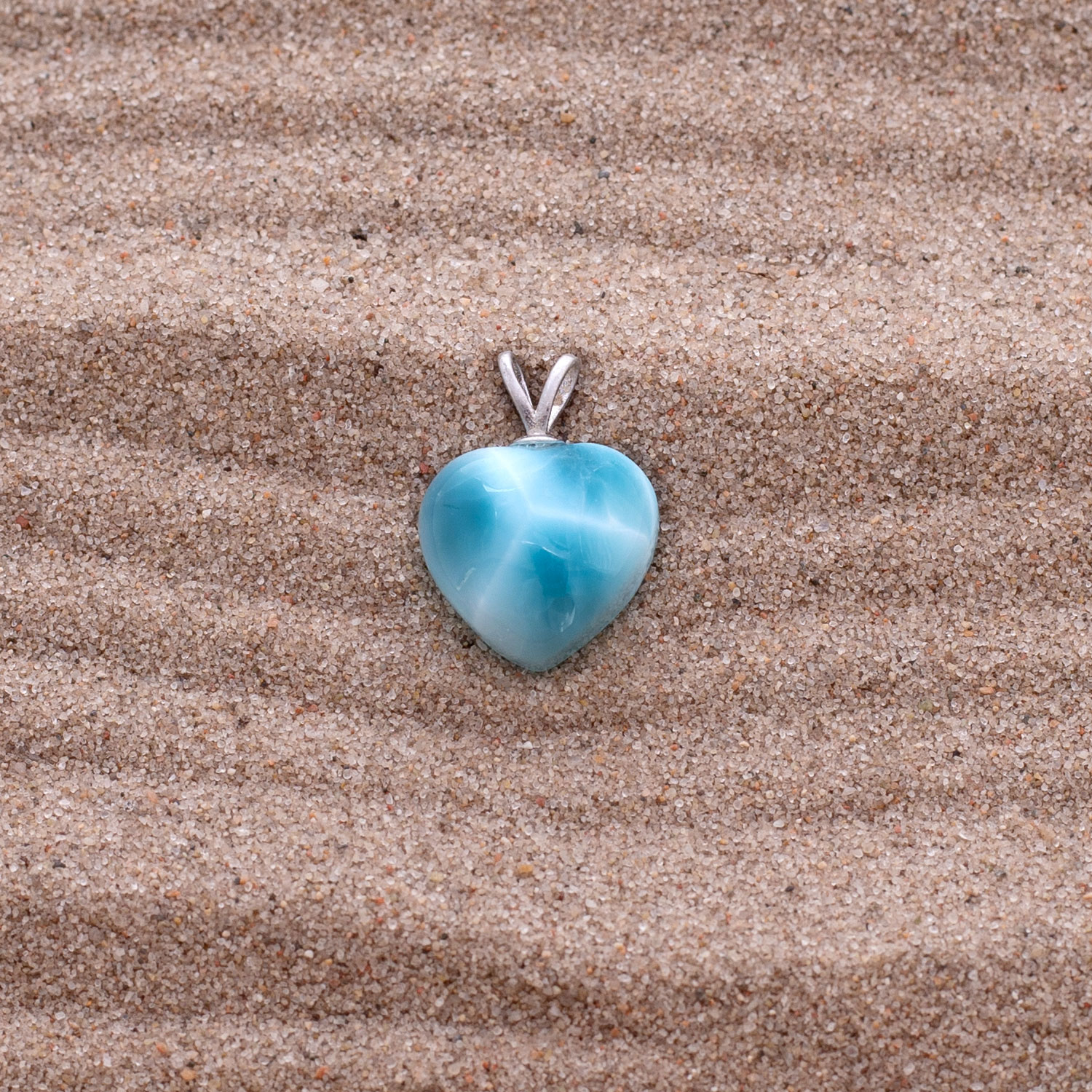Larimar Anhänger XS 13,5x12,5x8mm Herz tiefblau AAA1 matrixfrei turtle pattern