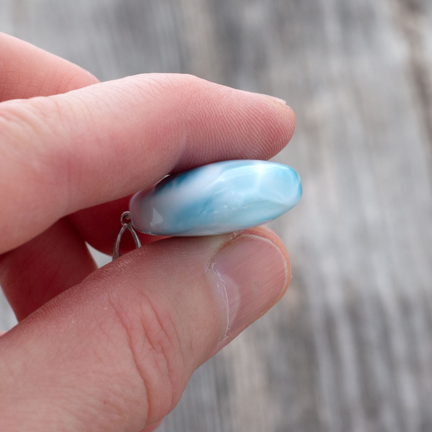doppelseitiger Larimar Anhänger 29x18x9mm Tropfen AAA+ matrixfrei turtle pattern