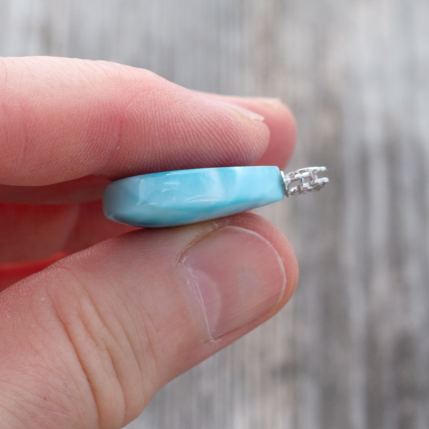 Larimar Anhänger 22x18x6mm tropfenförmig AAA matrixfrei