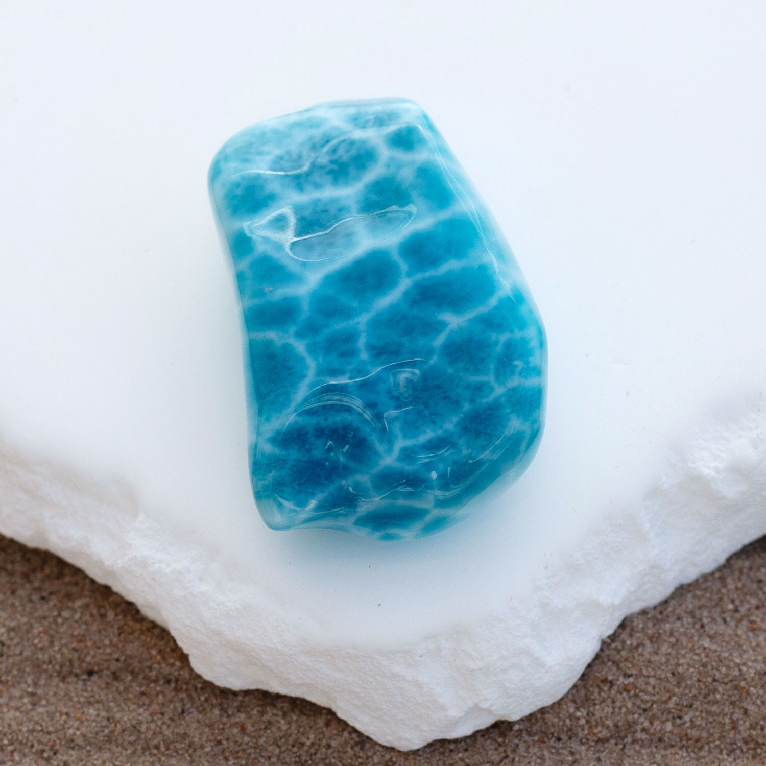 Larimar Freiform ca. 40x25x15mm AAA1 oceanblau matrixfrei Sammlerstück