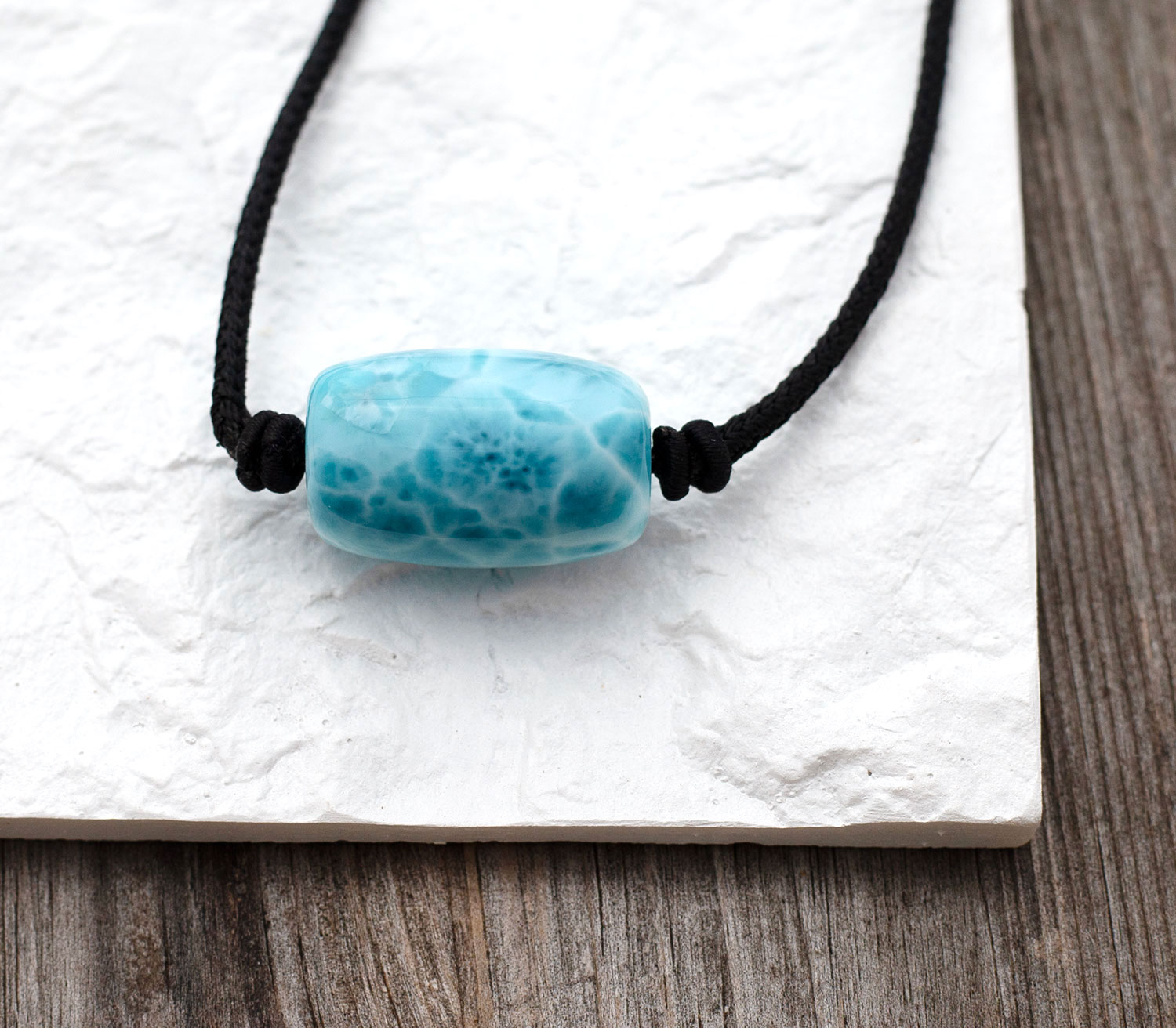 Larimar Barrel Bead 27x17mm Anhänger AAA matrixfrei Fassperle