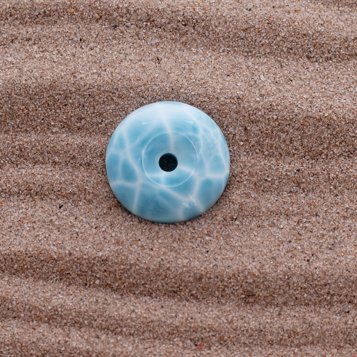 Larimar Donut 22x10mm turtle pattern AAA+ matrixfrei