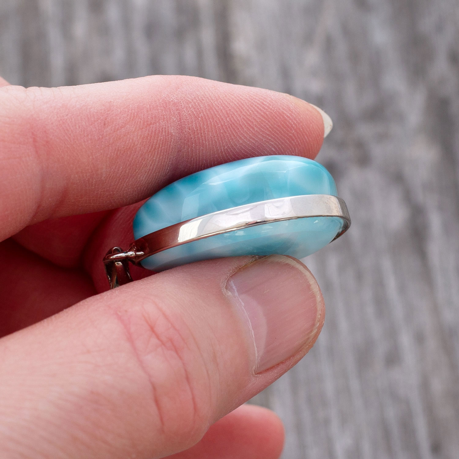 Larimar Anhänger 26x21x11mm Tropfen superblue AAA1 matrixfrei turtle pattern