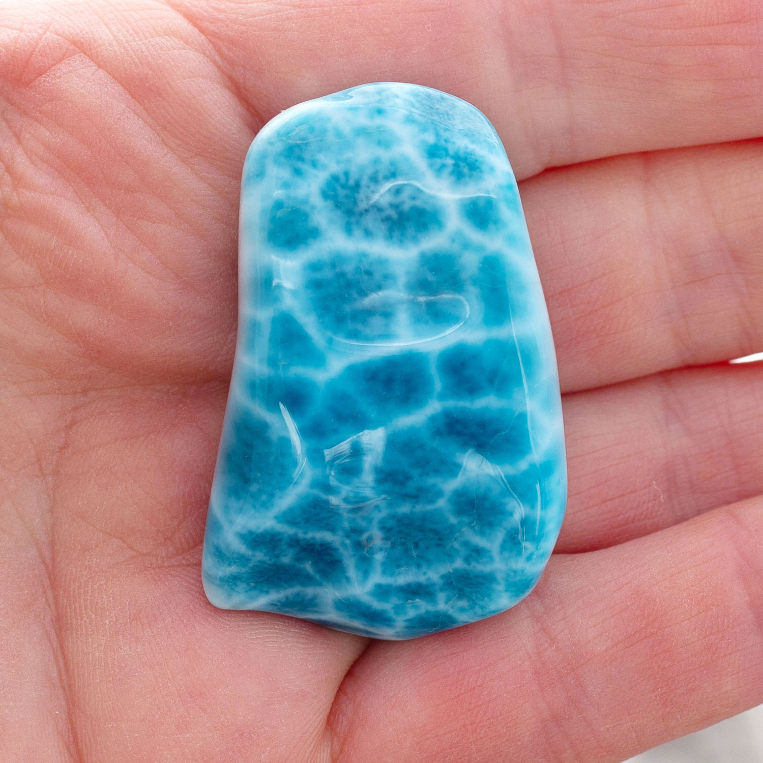 Larimar Freiform ca. 40x25x15mm AAA1 oceanblau matrixfrei Sammlerstück