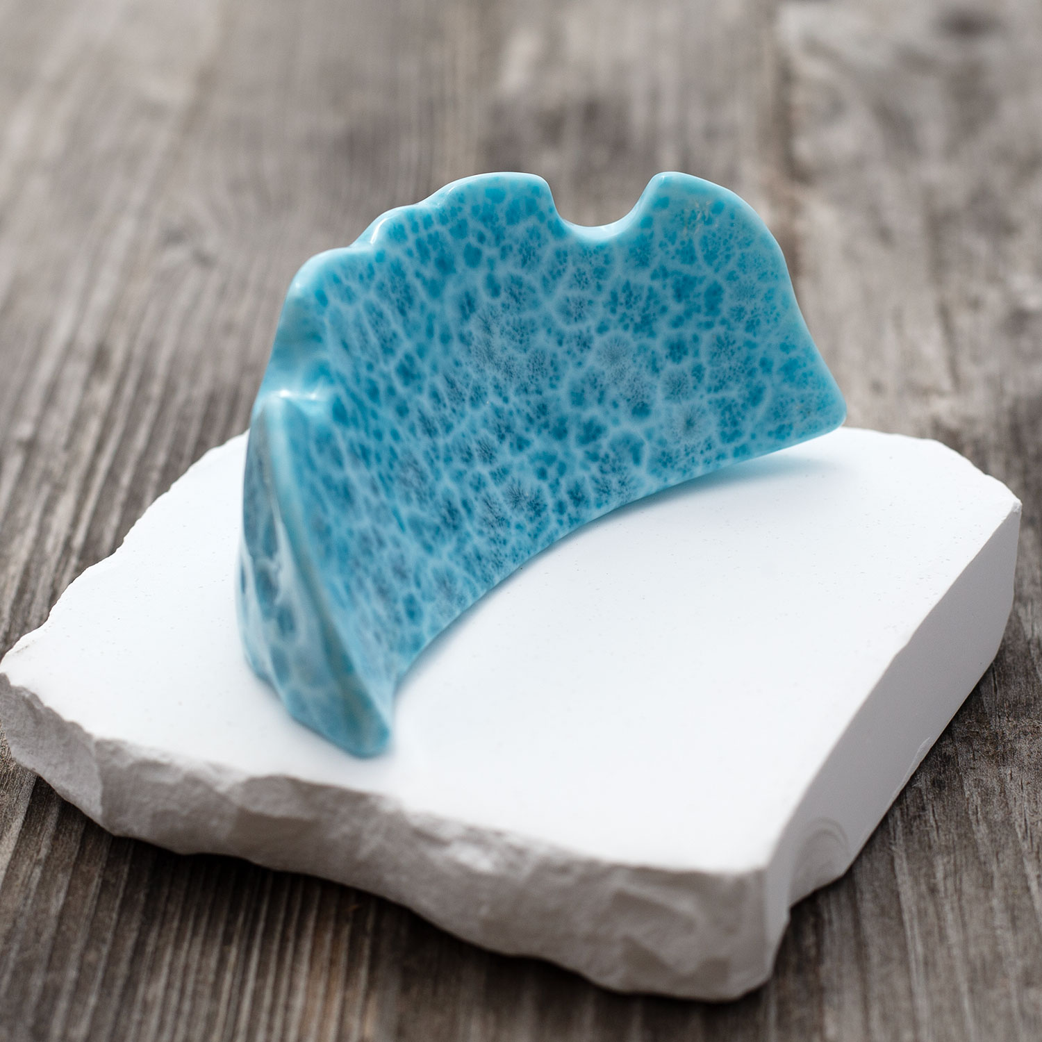 Larimar Freiform Krone ca.79x42x28mm AAA+ matrixfrei turtle pattern Rarität Sammlerstück