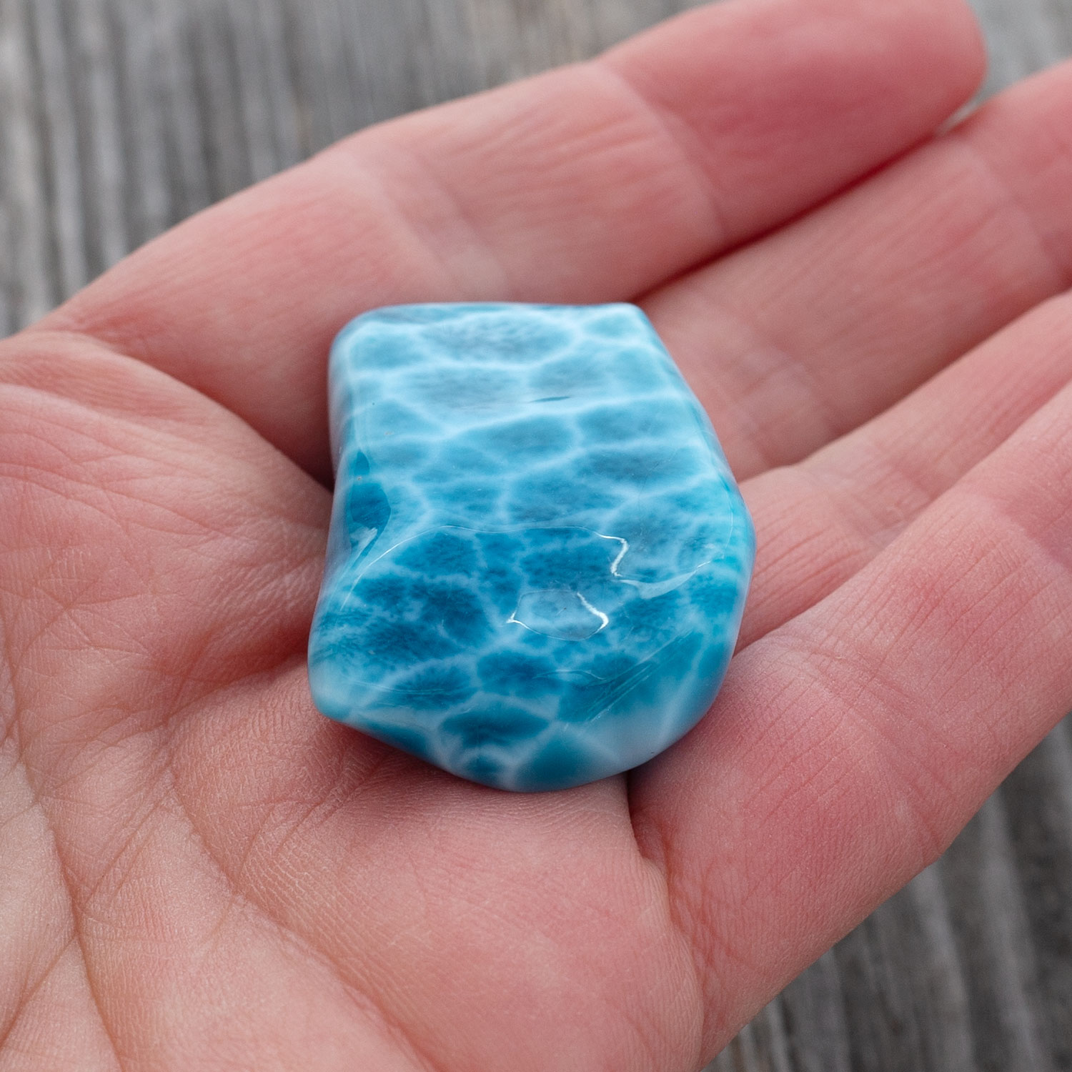 Larimar Freiform ca. 40x25x15mm AAA1 oceanblau matrixfrei Sammlerstück