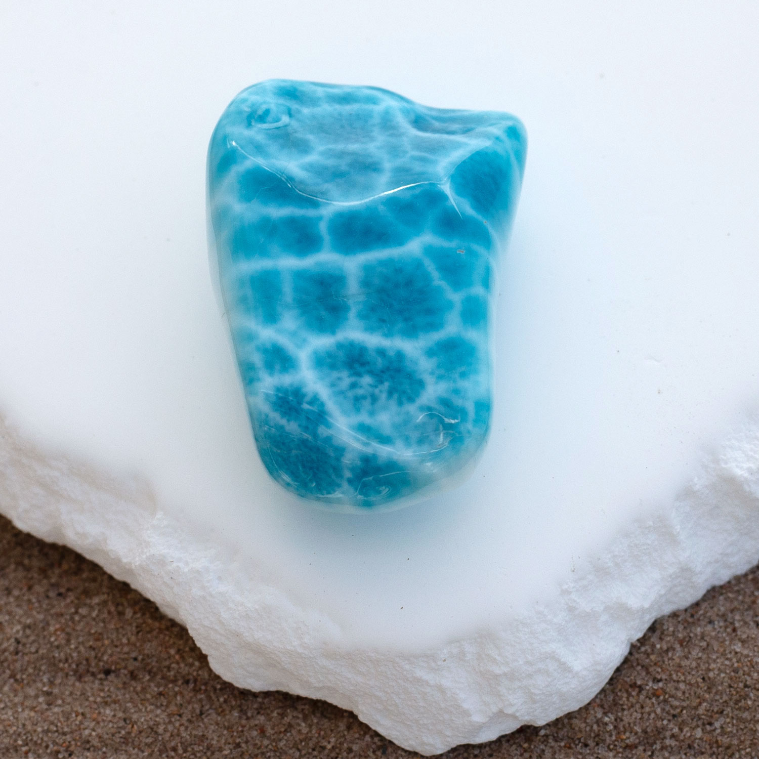 Larimar Freiform ca. 40x25x15mm AAA1 oceanblau matrixfrei Sammlerstück