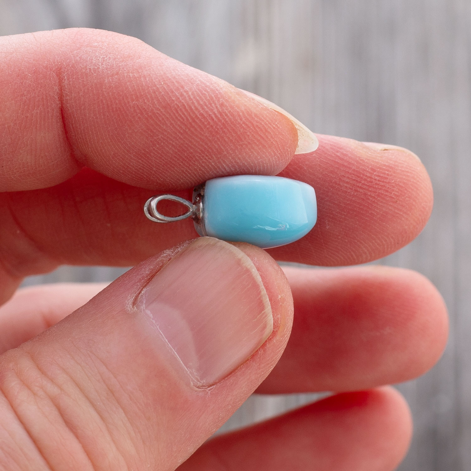 Larimar Anhänger XS 14x13x7,5mm Herz oceanblau AAA+ matrixfrei