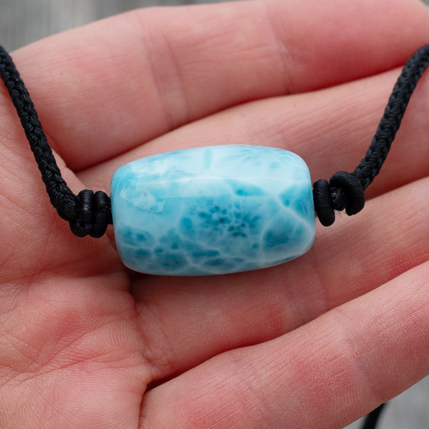 Larimar Barrel Bead 27x17mm Anhänger AAA matrixfrei Fassperle